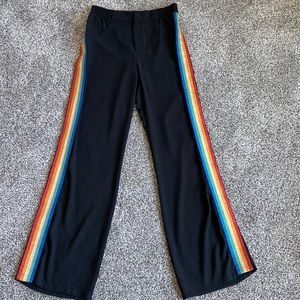 BRAND NEW + UNWORN Black Pants with Sparkly Rainbow Stripe